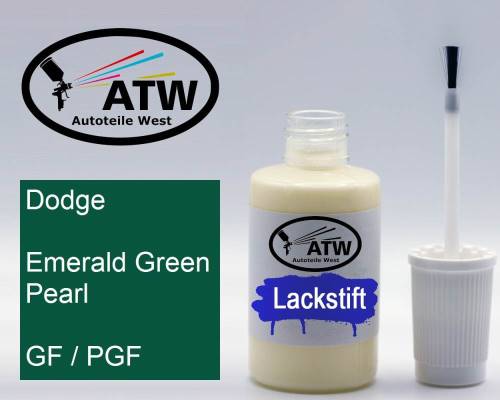 Dodge, Emerald Green Pearl, GF / PGF: 20ml Lackstift, von ATW Autoteile West.